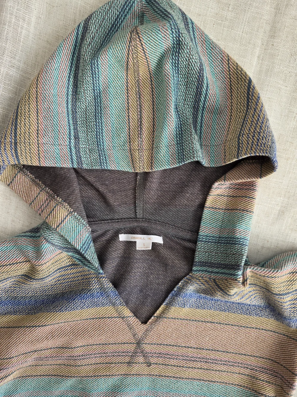 O'Neill Girls Hoodie‎ Beach Pullover Striped Cropped Pastel Earth Tones Size S